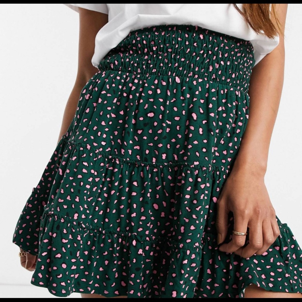 ASOS mini skirt animal print green/pink